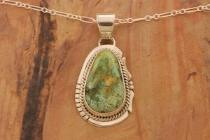 Native American Jewelry Genuine Sonoran Turquoise Sterling Silver Pendant